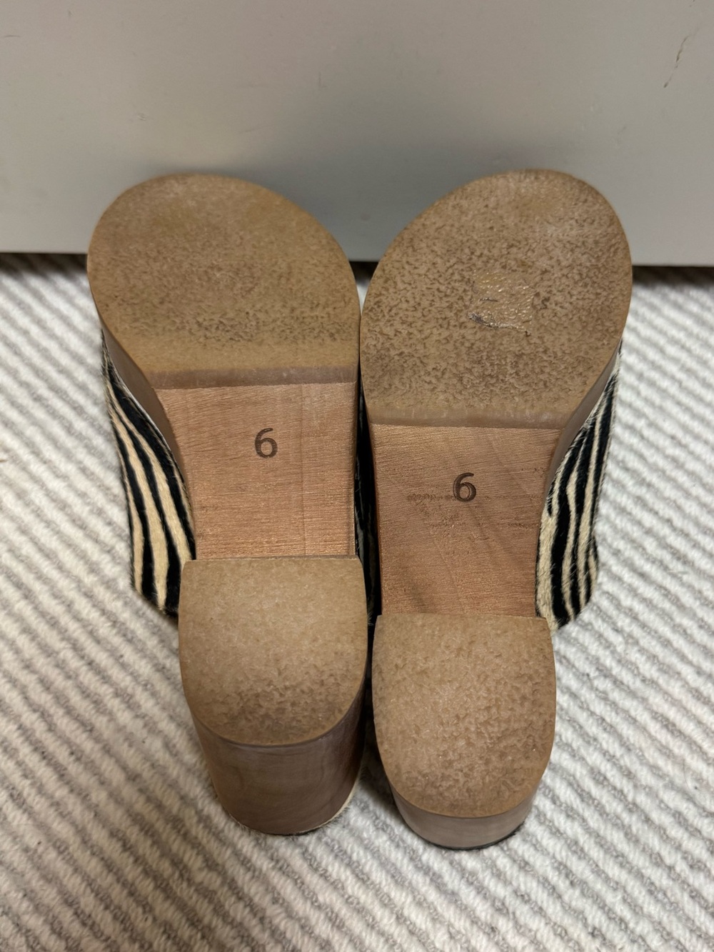 Charlotte Stone Zebra Print Slip-On Mule Platform Clogs - Black & Cream Wood - Picture 5 of 7